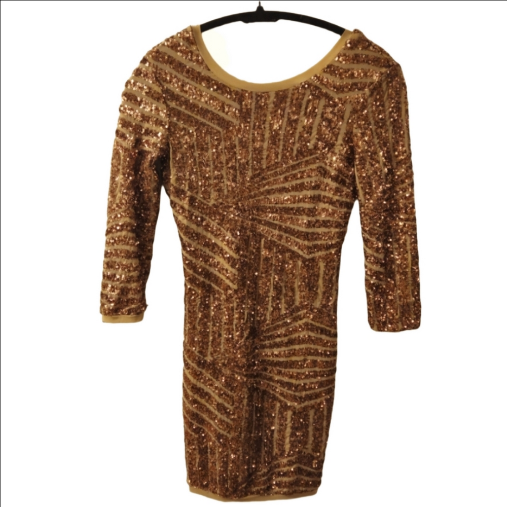 Sparkling Nights: Handcrafted Gold Sequin Party Dress